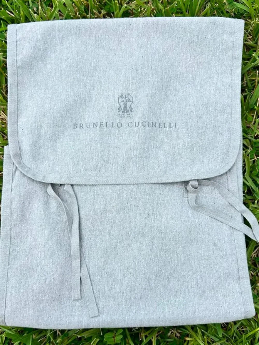 Brunello Cucinelli Gray Garment Dust Bag Drawstring 17x13 Folded 36.5x13 Open
